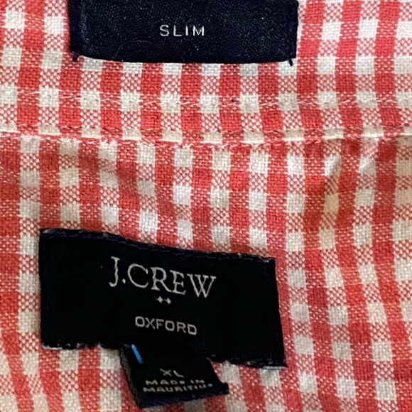J Crew Slim Mens Red and White Classic Checkered Button Down Dress Shirt Size XL - Picture 4 of 5